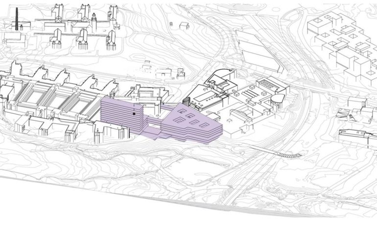 Skisse av nye Gaustad sykehus (bilde: Helse Sør-Øst).