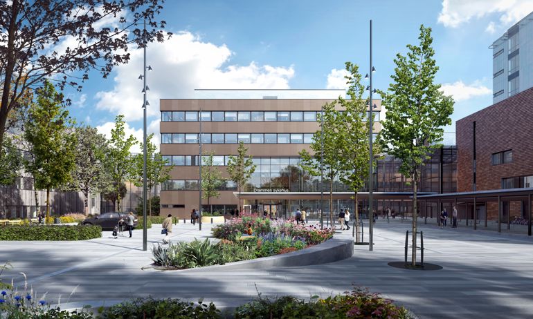 illustrasjon av nytt sykehus i Drammen